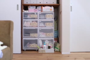 【無印良品】ポリプロピレン収納ケースで赤ちゃん用品を収納。